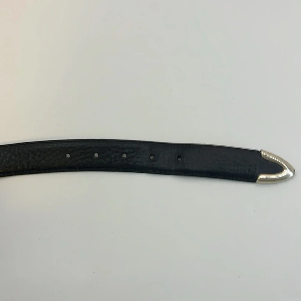 FOSSIL Black Leather Belt with Silver Tone Buckle & Tip - Men’s size 38